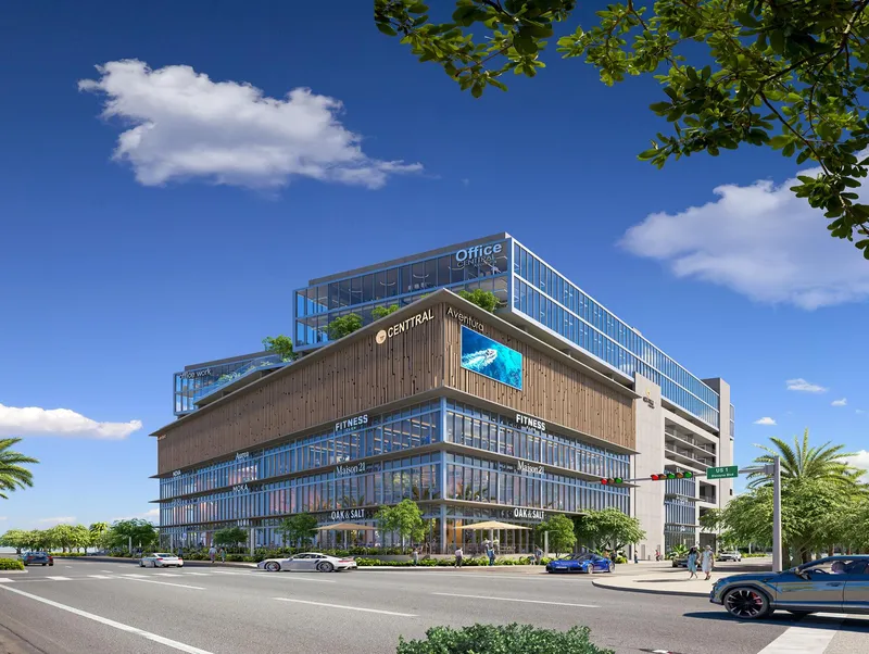 Rendering of Centtral Aventura from Biscayne Boulevard by day