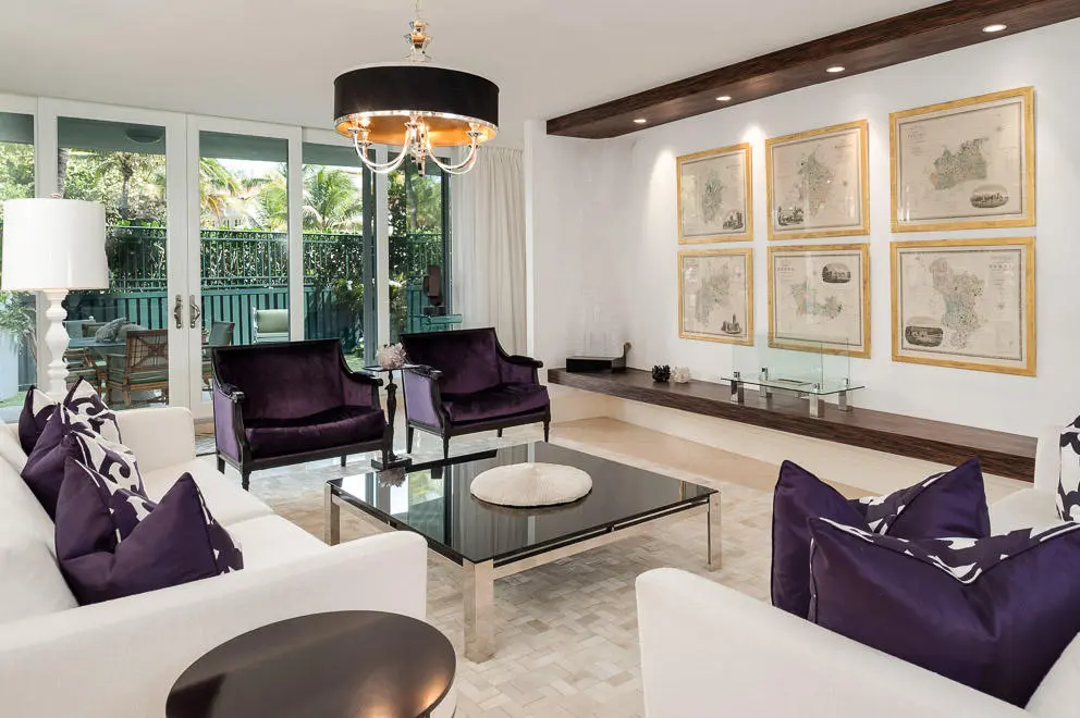 Living Room at 100 Royal Palm Way G-1, Palm Beach