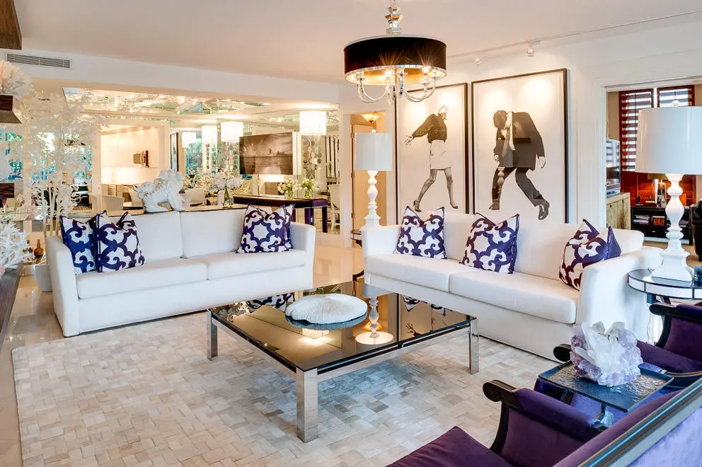 Living Room at 100 Royal Palm Way G-1, Palm Beach