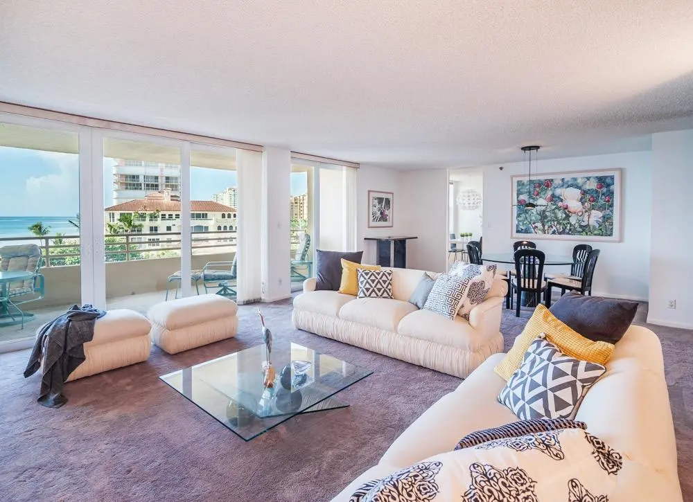 Living room with view at 3407 S Ocean Boulevard 5c, Highland Beach