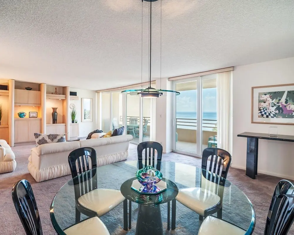Dining room with view at 3407 S Ocean Boulevard 5c, Highland Beach