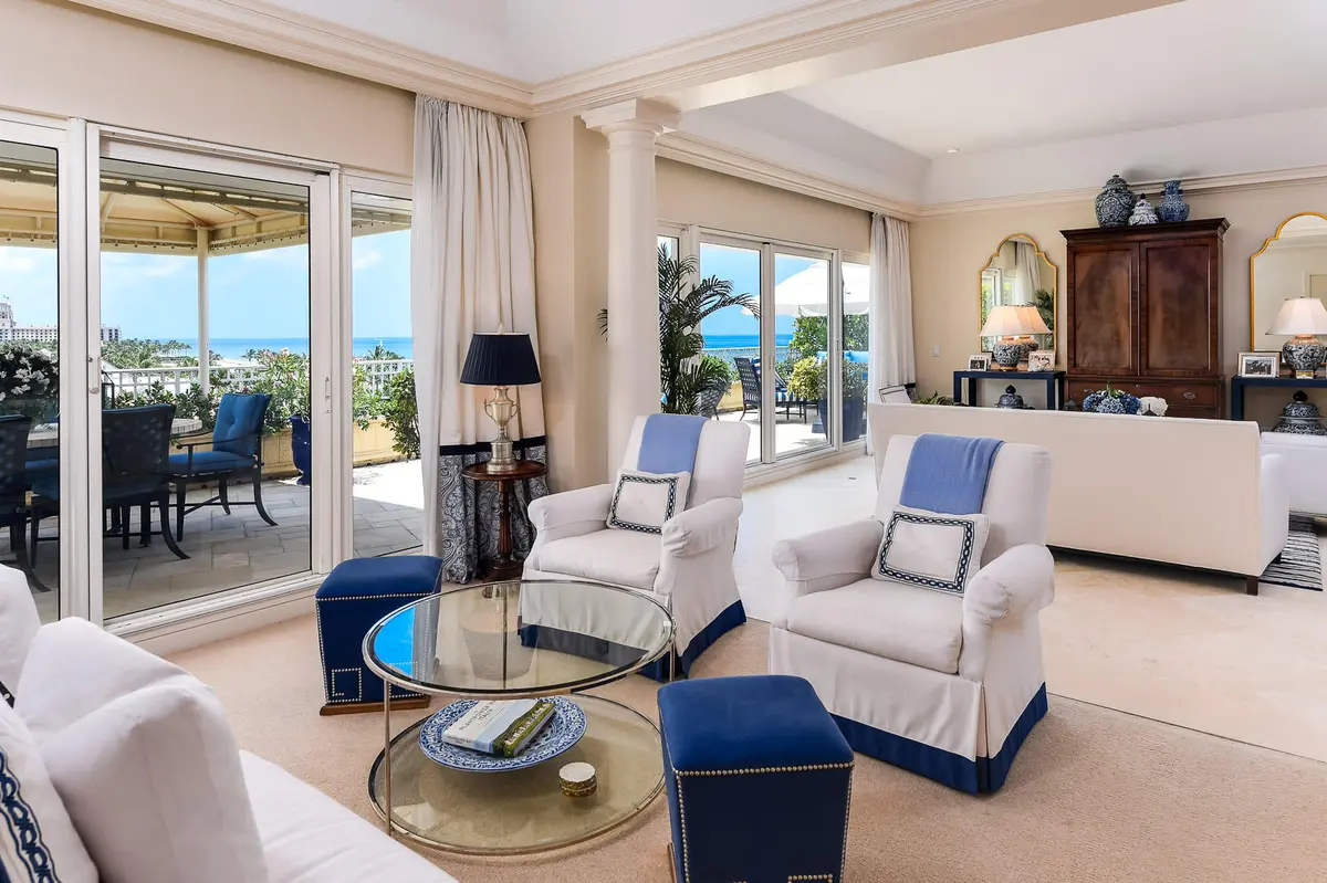 Sitting Room at 100 Royal Palm Way Ph-2, Palm Beach