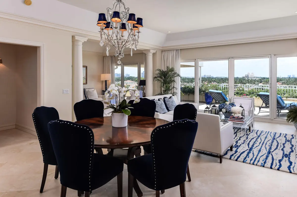 Dining Room at 100 Royal Palm Way Ph-2, Palm Beach