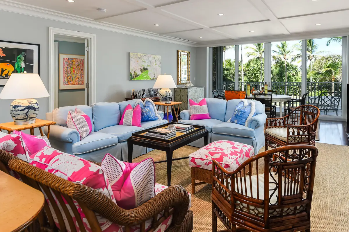 Living Room at 100 Royal Palm Way E2, Palm Beach
