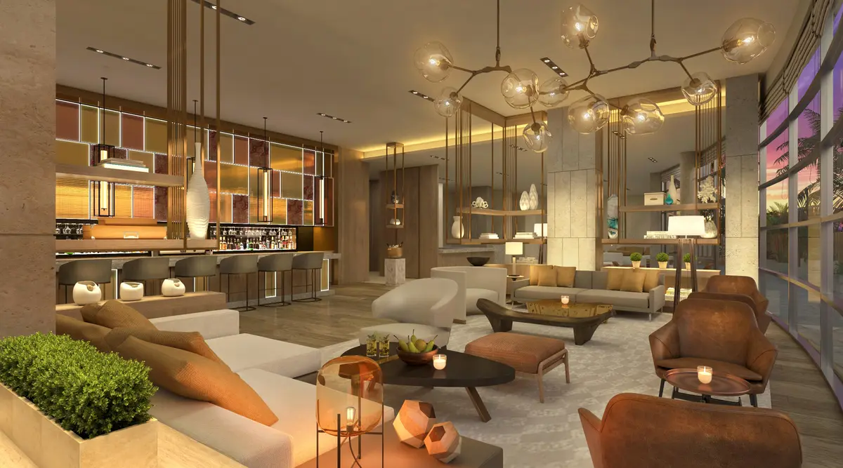 2.Grand Lobby _ Bar at 3100 N Ocean Drive H-1704, Singer Island