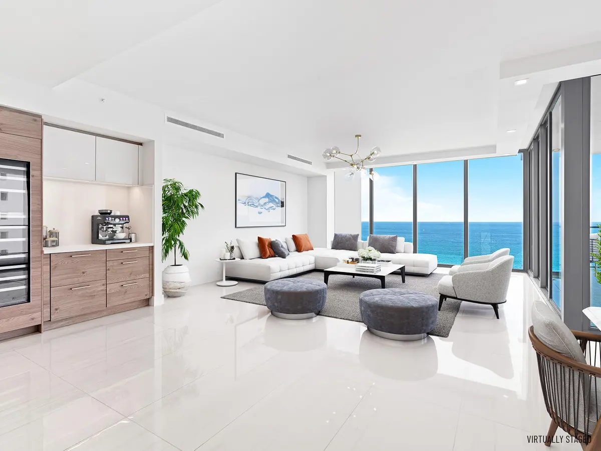 Living Room - Virtually Staged at 5000 N Ocean Drive 1803, Singer Island