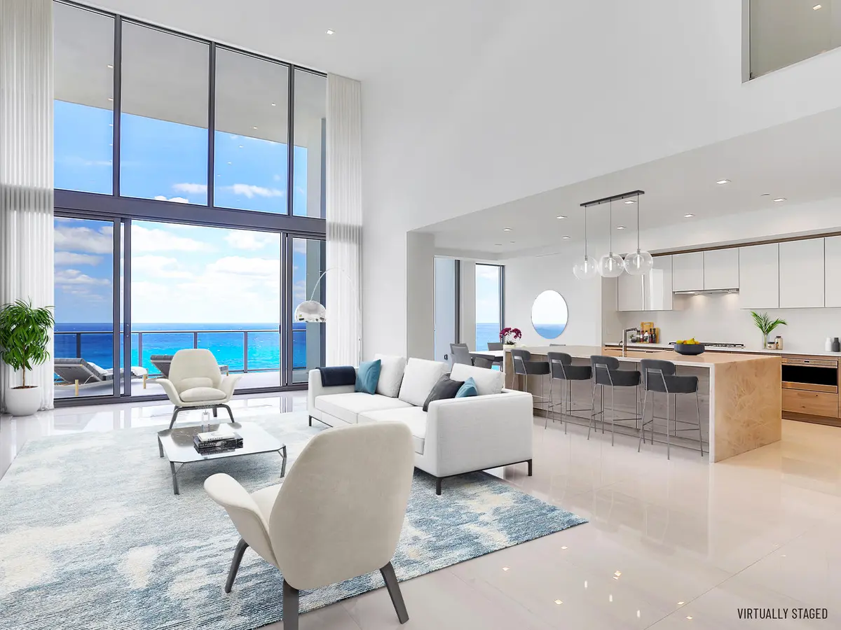 Great Room and Kitchen at 5000 N Ocean Drive 1502, Singer Island