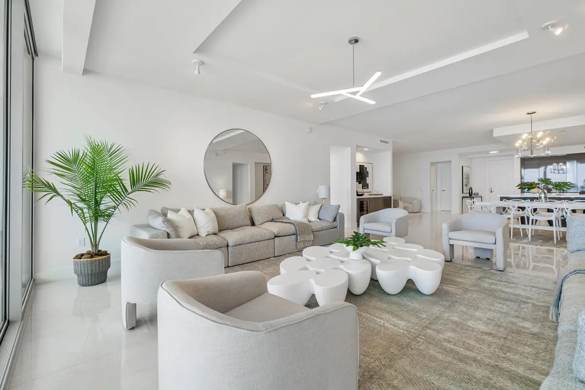 Living room at 5000 N Ocean Drive 302, Singer Island