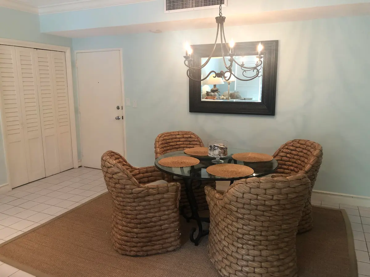 Dining area at 250 Bradley Place 204, Palm Beach