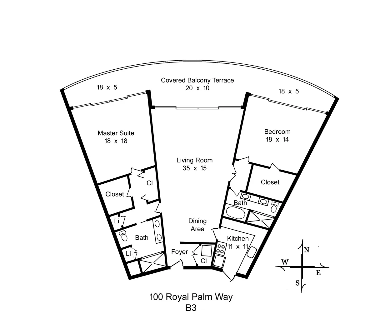 FLOOR PLAN__100 Royal Palm Way_B3 at 100 Royal Palm Way B3, Palm Beach