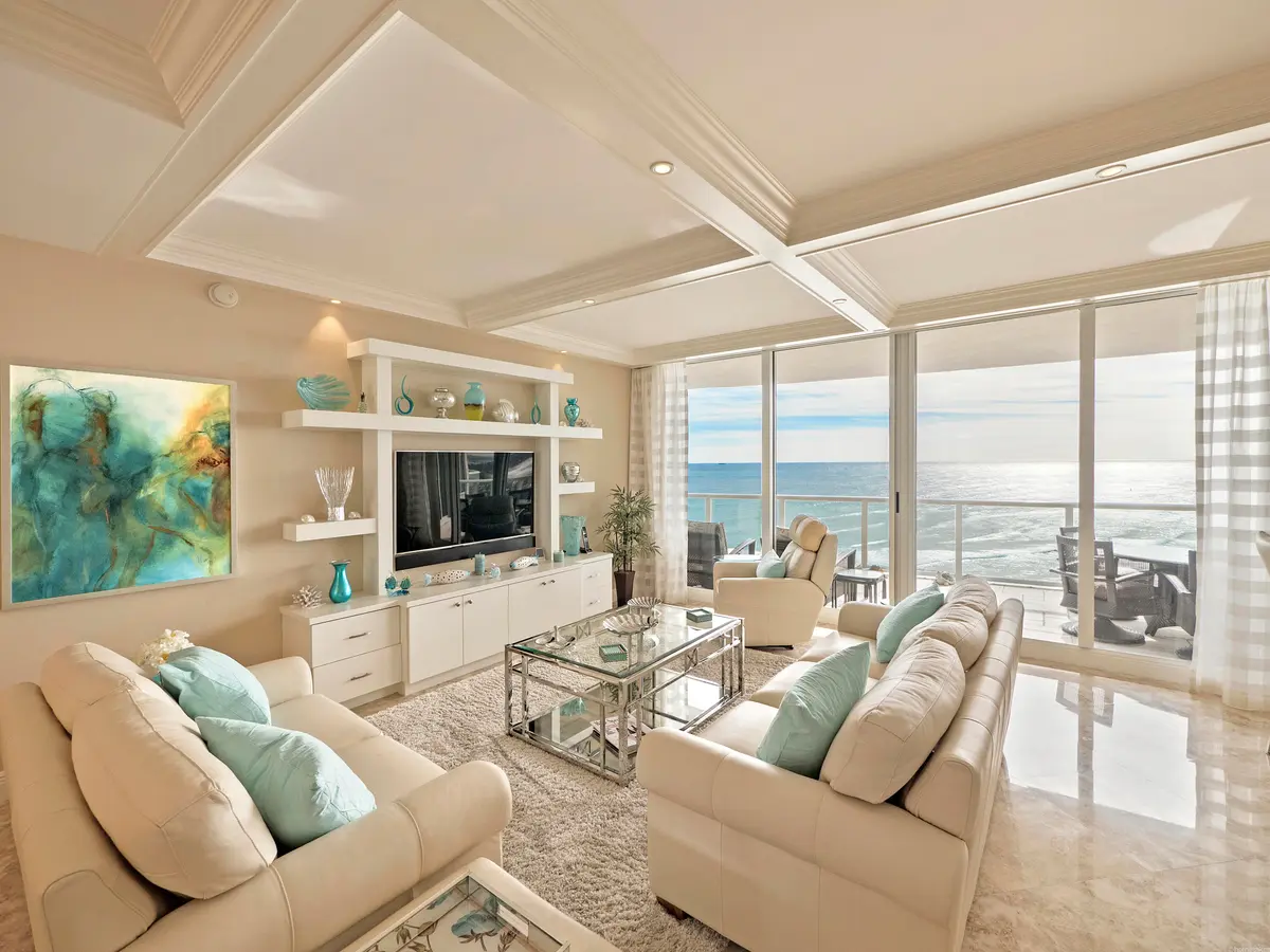 Living room with spectacular views at 2700 N Ocean Drive 2403b, Singer Island
