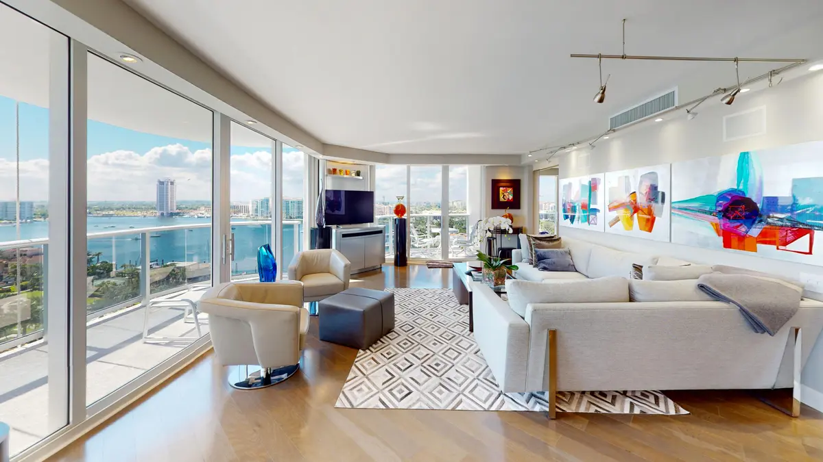 LIVING ROOM TO LAKE BOCA VIEW at 350 S Ocean Boulevard 12-B, Boca Raton