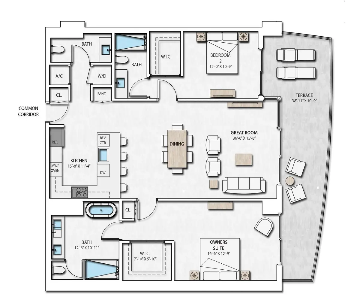 A.10. FLOORPLAN at 220 Lake Shore Drive N-1810, Lake Park