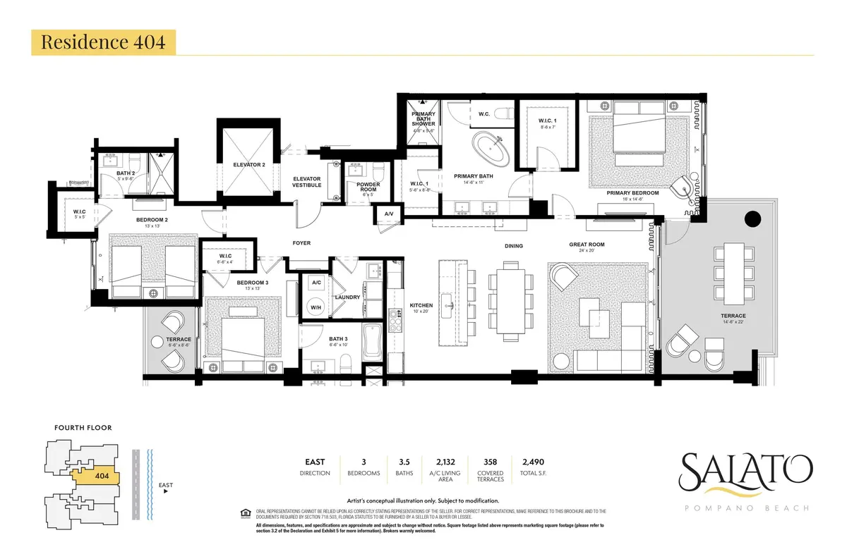 Salato_Unit 404 Floorplan at 305 Briny Avenue 404, Pompano Beach