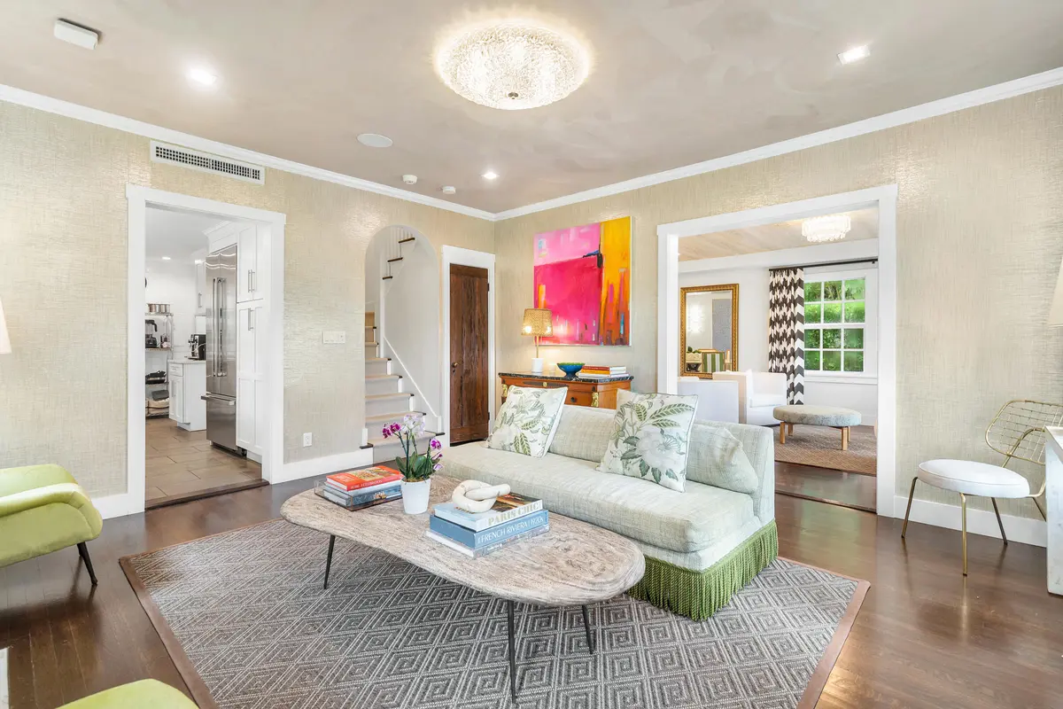 Living room w/ fireplace at 231 Sunset Road, West Palm Beach