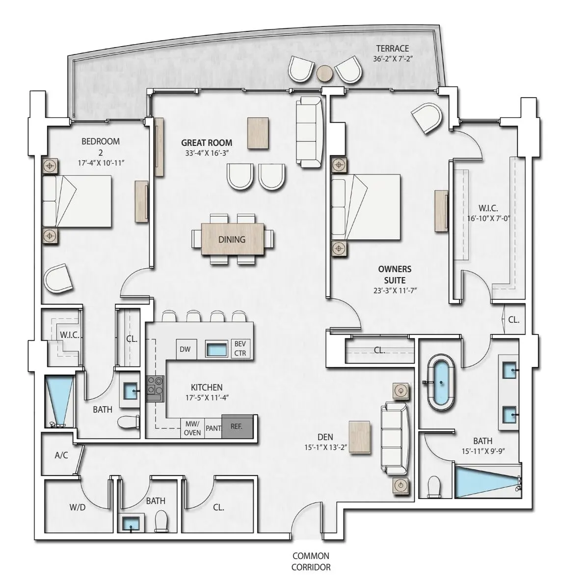 N FLOORPLAN at 220 Lake Shore Drive 305, Lake Park