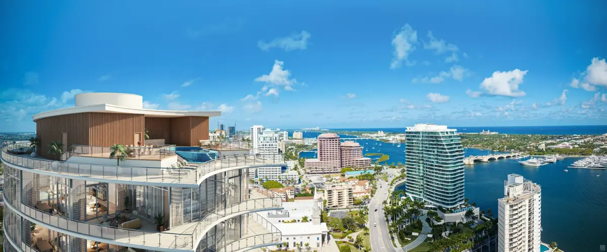Penthouse Aerial Rendering at 1333 S Flagler Drive Penthouse, West Palm Beach