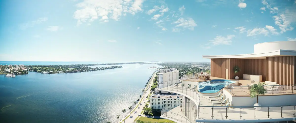 Penthouse Aerial Rendering at 1333 S Flagler Drive Penthouse, West Palm Beach