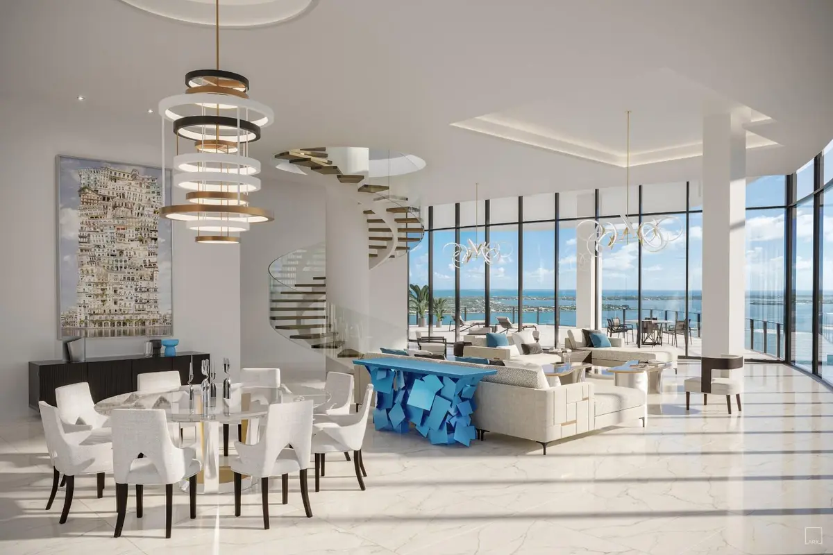 Living Room Rendering at 1333 S Flagler Drive Penthouse, West Palm Beach
