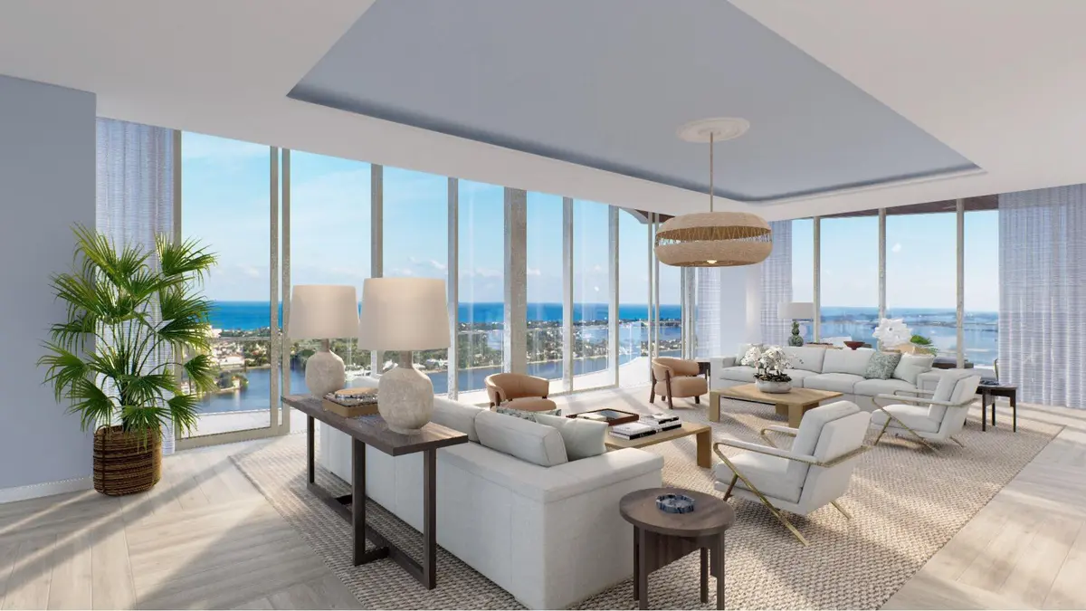 Living Room Rendering at 1333 S Flagler Drive Penthouse, West Palm Beach