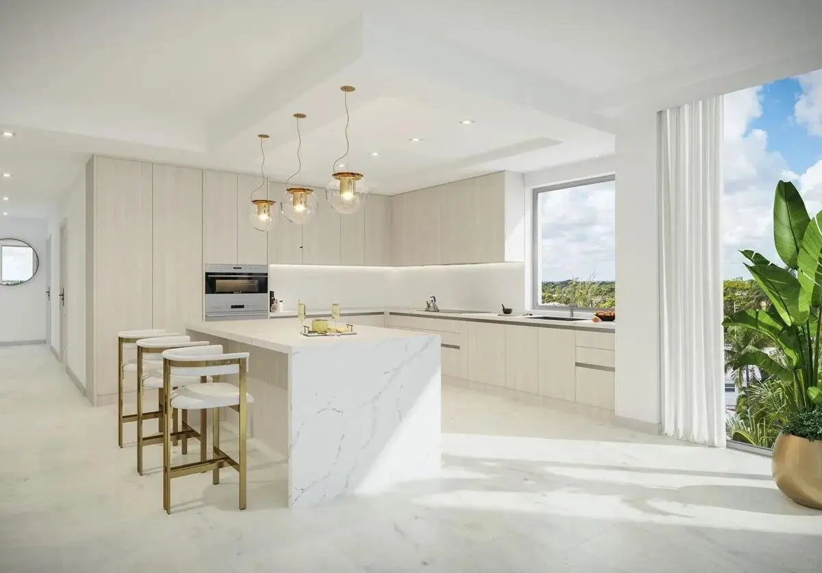 Salato Unit-C-Ktchen-with-White-flooring at 305 Briny Avenue 401, Pompano Beach
