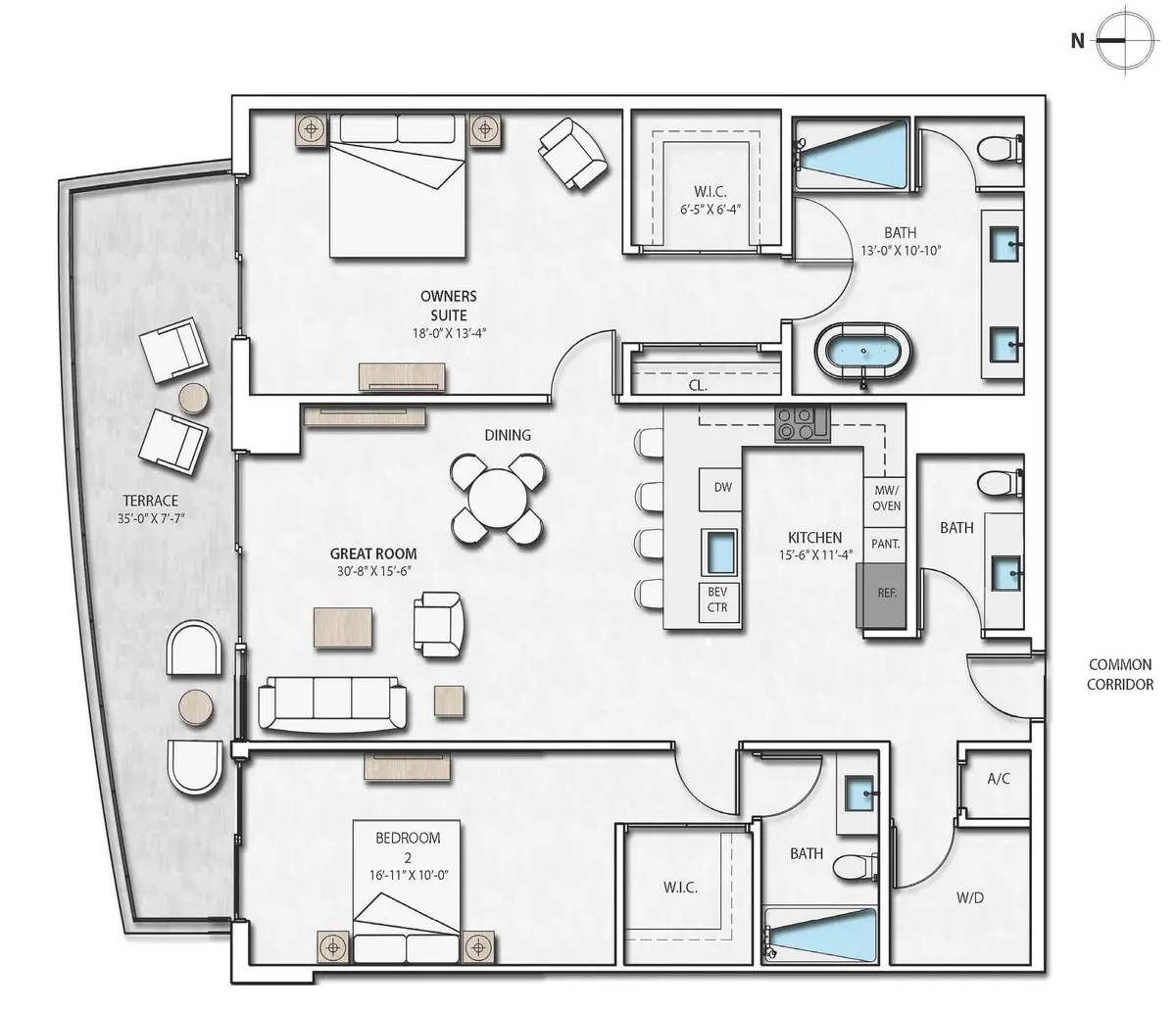 A.5 FLOORPLAN at 220 Lake Shore Drive 1509, Lake Park