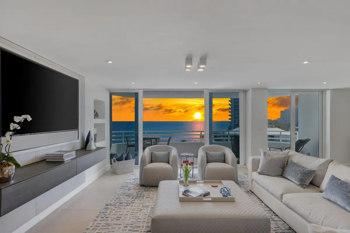 Living Room Sunrise at 3407 S Ocean Boulevard 8c, Highland Beach