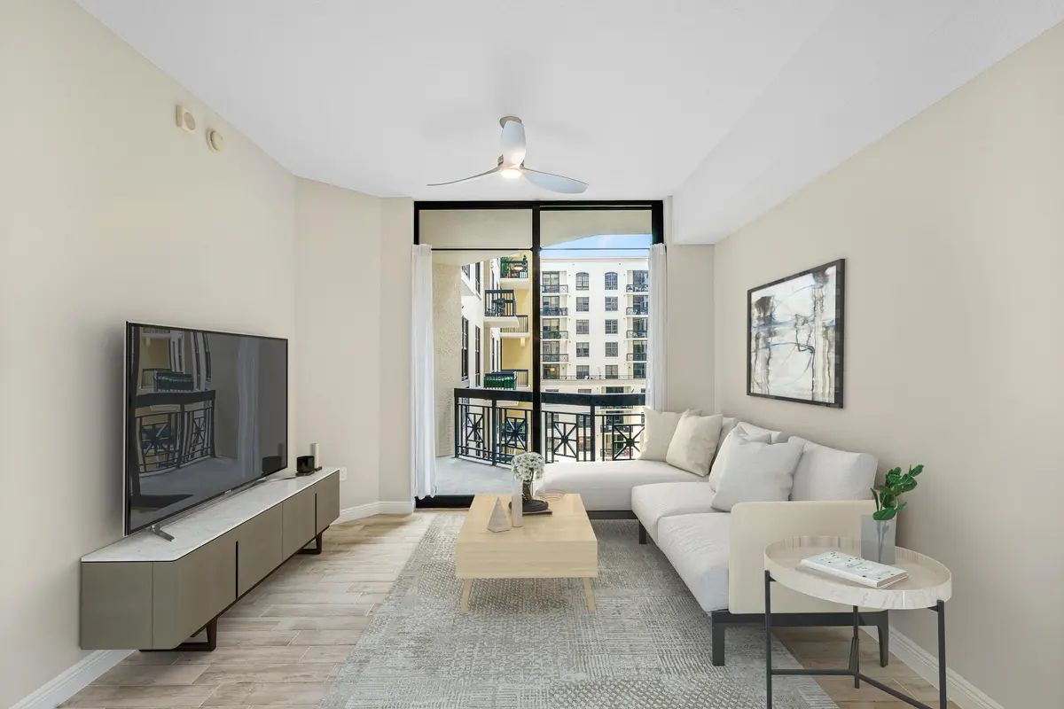 Virtually Staged Living Room at 701 S Olive Avenue 1011, West Palm Beach