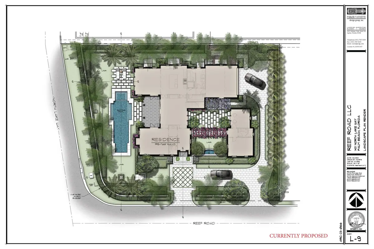 Propsed Site Plan Rendering at 1421 N Lake Way, Palm Beach