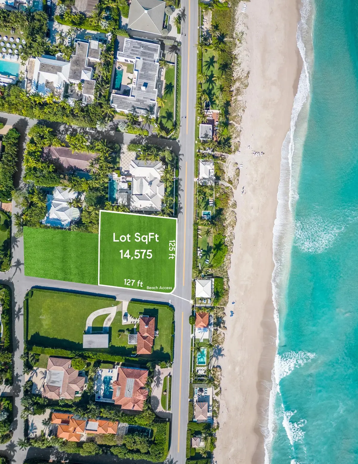 Aerial Lot View at 1285 N Ocean Boulevard, Palm Beach