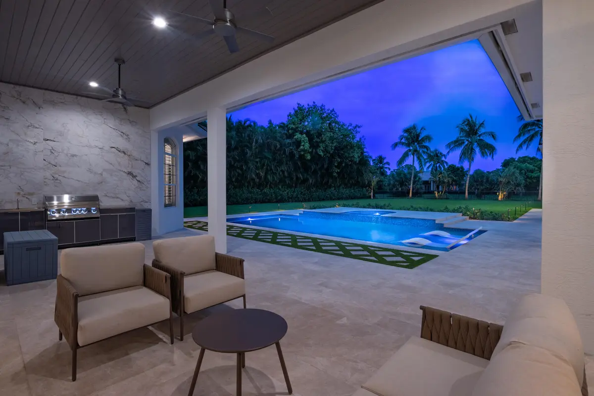 Patio and Pool at Twilight at 8246 Man O War Road, Palm Beach Gardens