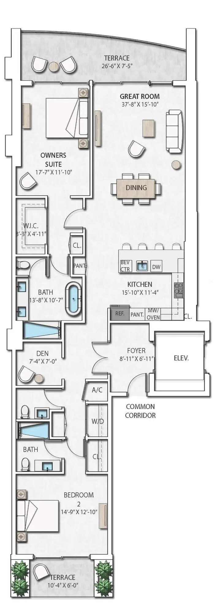 F.02 FLOORPLAN at 220 Lake Shore Drive 2104, Lake Park