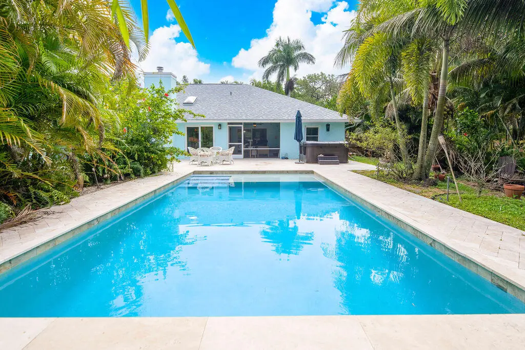 Backyard view of pool at 16215 121st Terrace, Jupiter