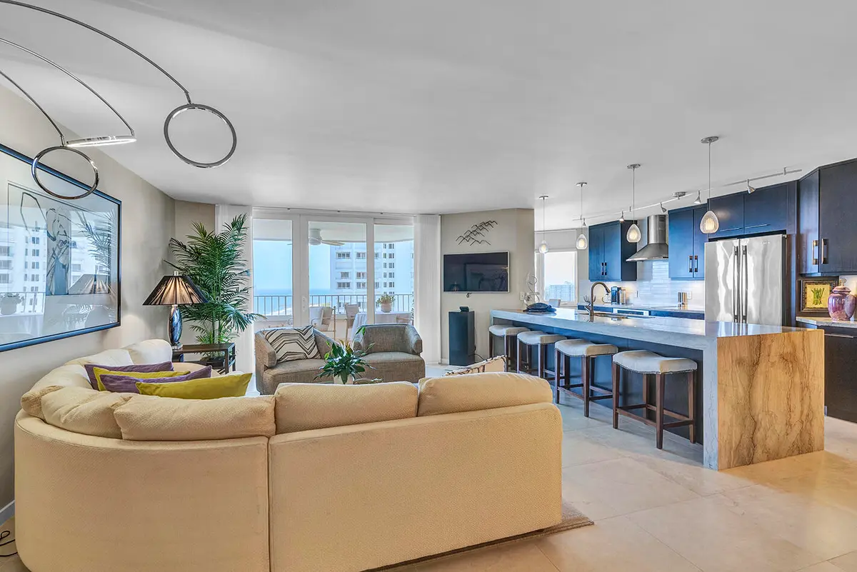 Living Room at 500 S Ocean Boulevard 1704, Boca Raton