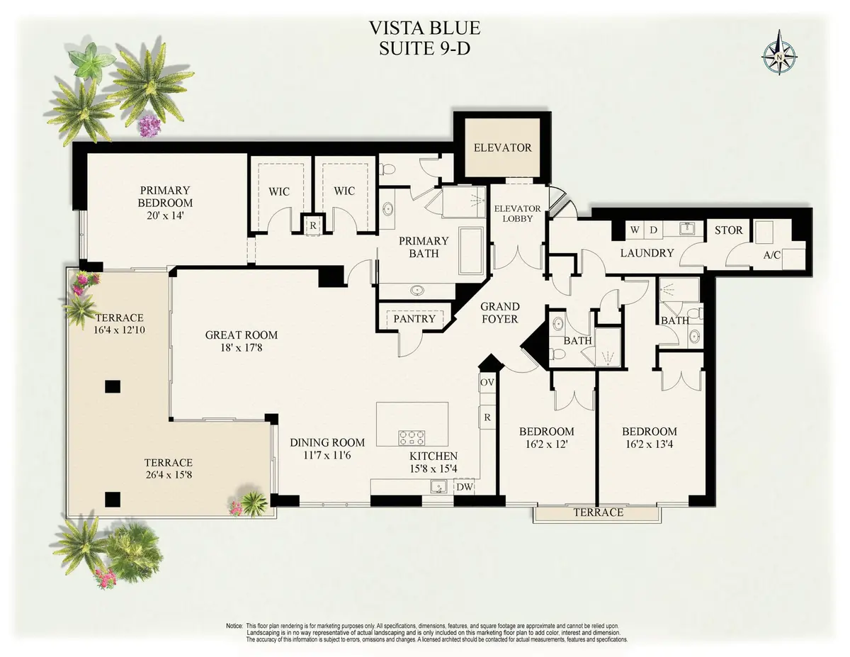 VISTA BLUE, SUITE 9-D color at 3730 N Ocean Drive 9d, Singer Island
