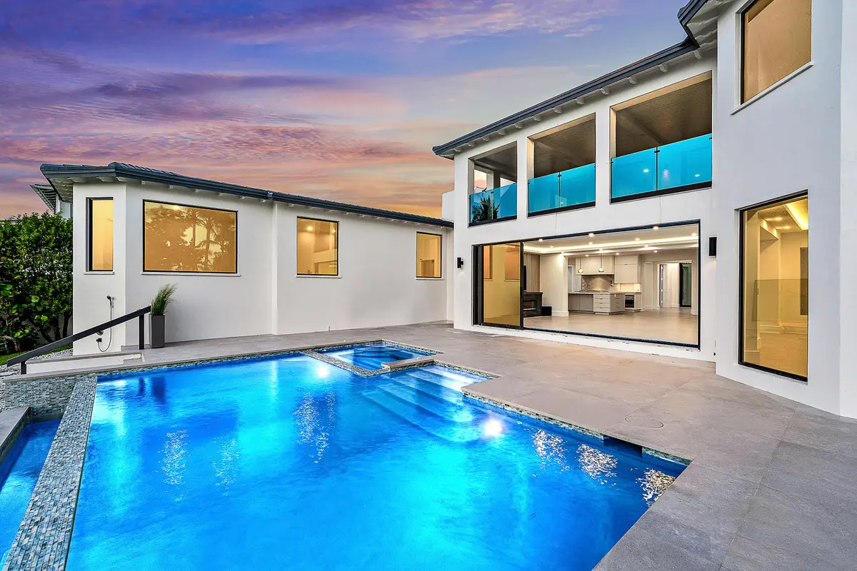 Pool Sunrise at 22 Ocean Drive, Jupiter Inlet Colony