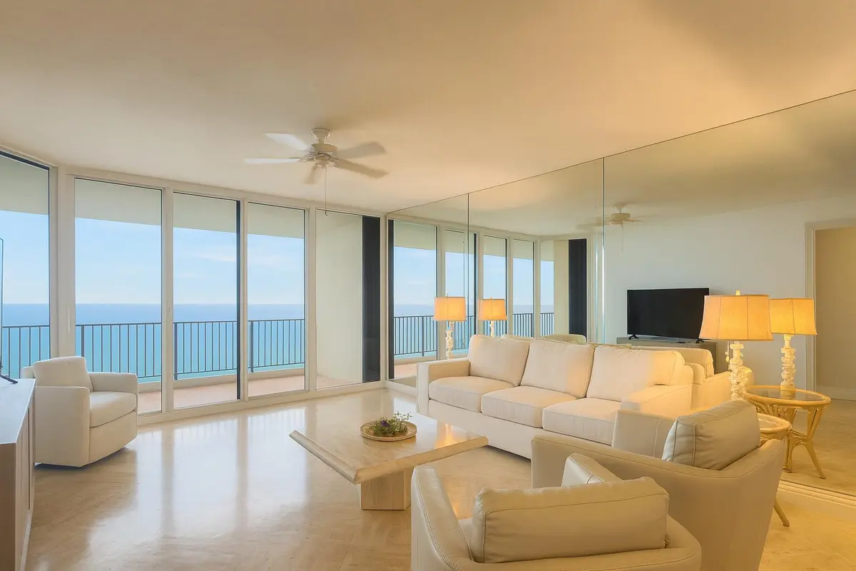 Living Room looking east at 800 Ocean Drive 803, Juno Beach