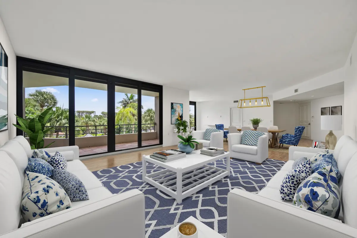 Living Room - Virtually Staged at 120 Sunset Avenue W3b, Palm Beach