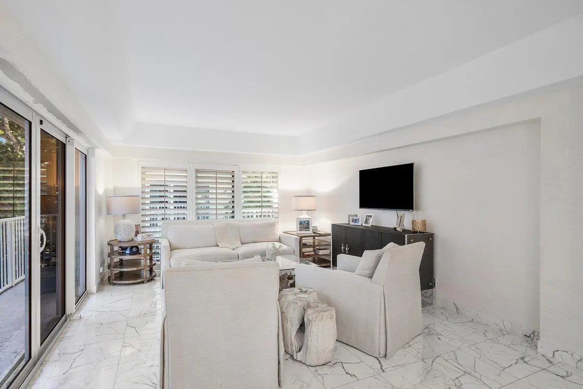 Living room at 350 S Ocean Boulevard 201, Palm Beach