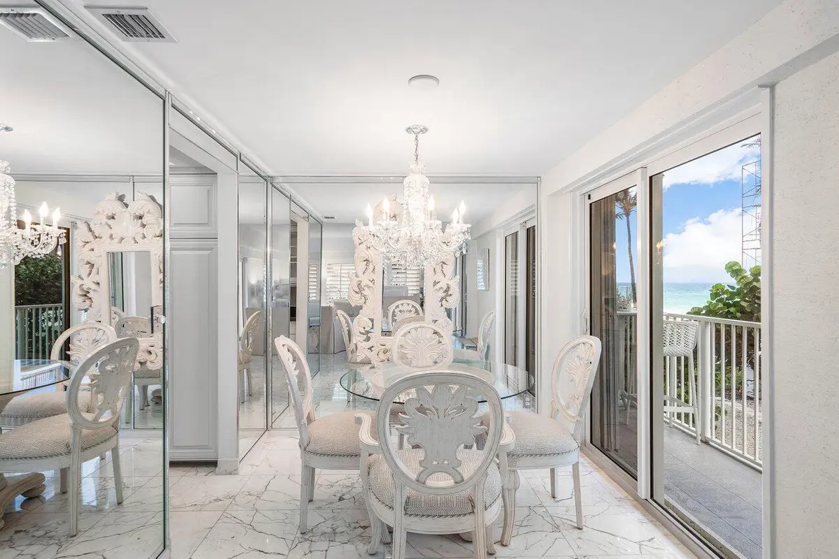 Dining room at 350 S Ocean Boulevard 201, Palm Beach