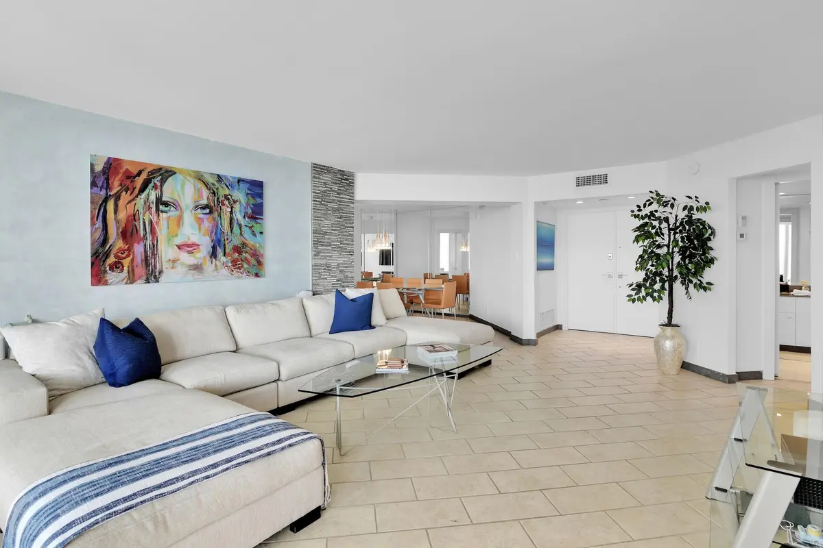 Living Room at 500 S Ocean Boulevard 804, Boca Raton