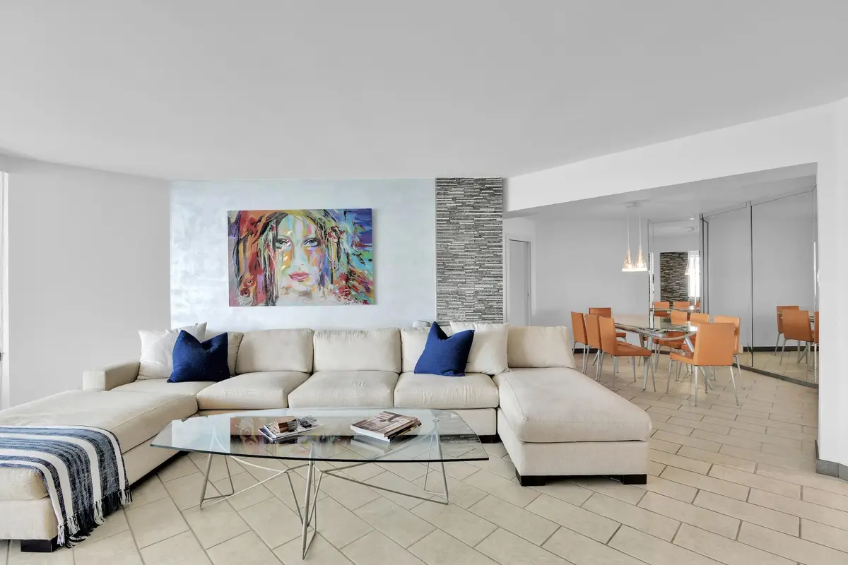 Living Room at 500 S Ocean Boulevard 804, Boca Raton
