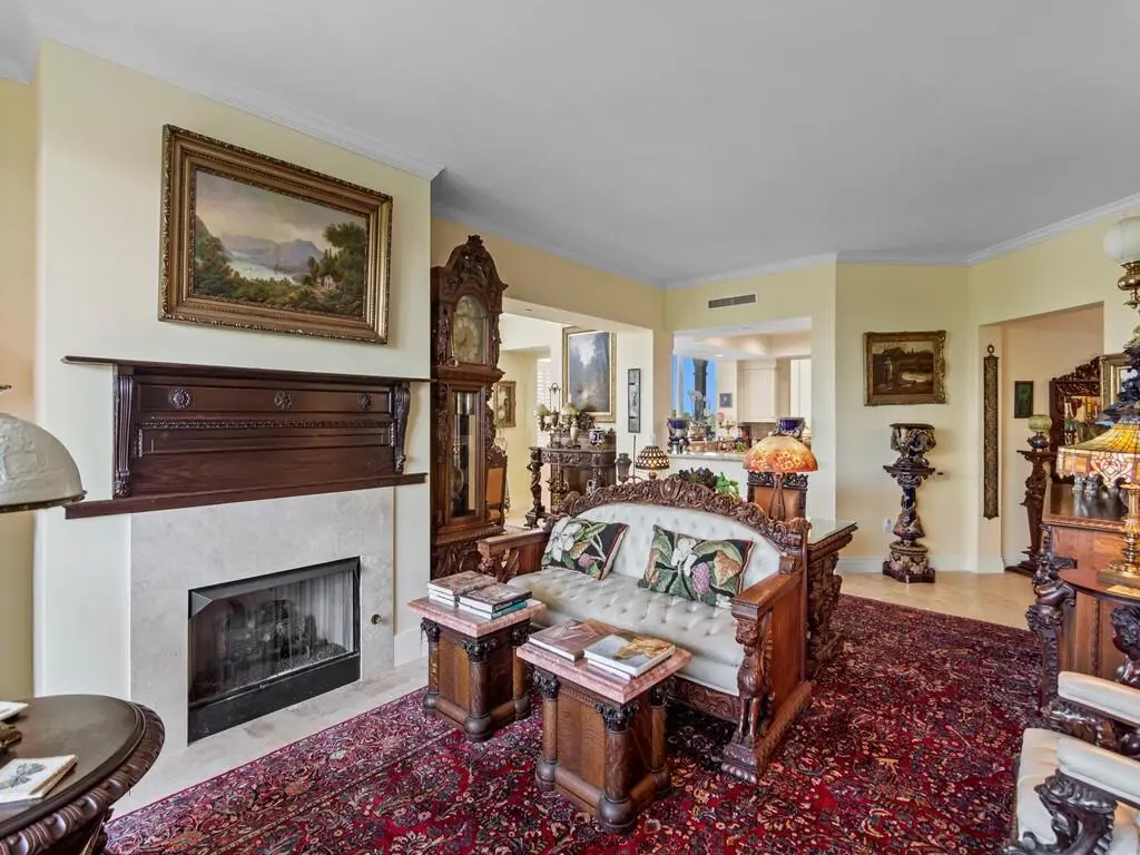 FIREPLACE IN LIVING ROOM at 601 N Swim Club Drive Phb, Indian River Shores