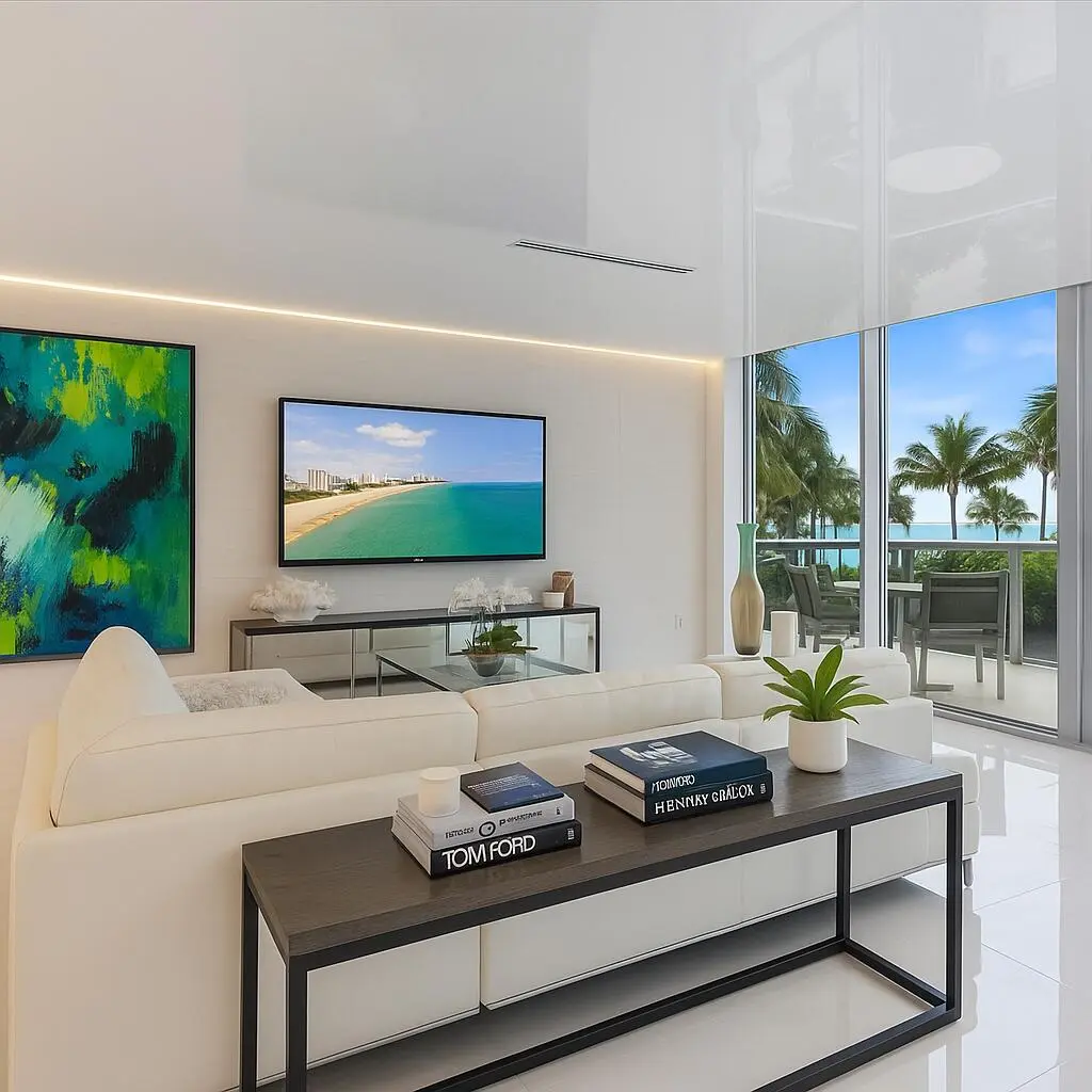 Living Room Views at 2200 N Ocean Boulevard N201, Fort Lauderdale