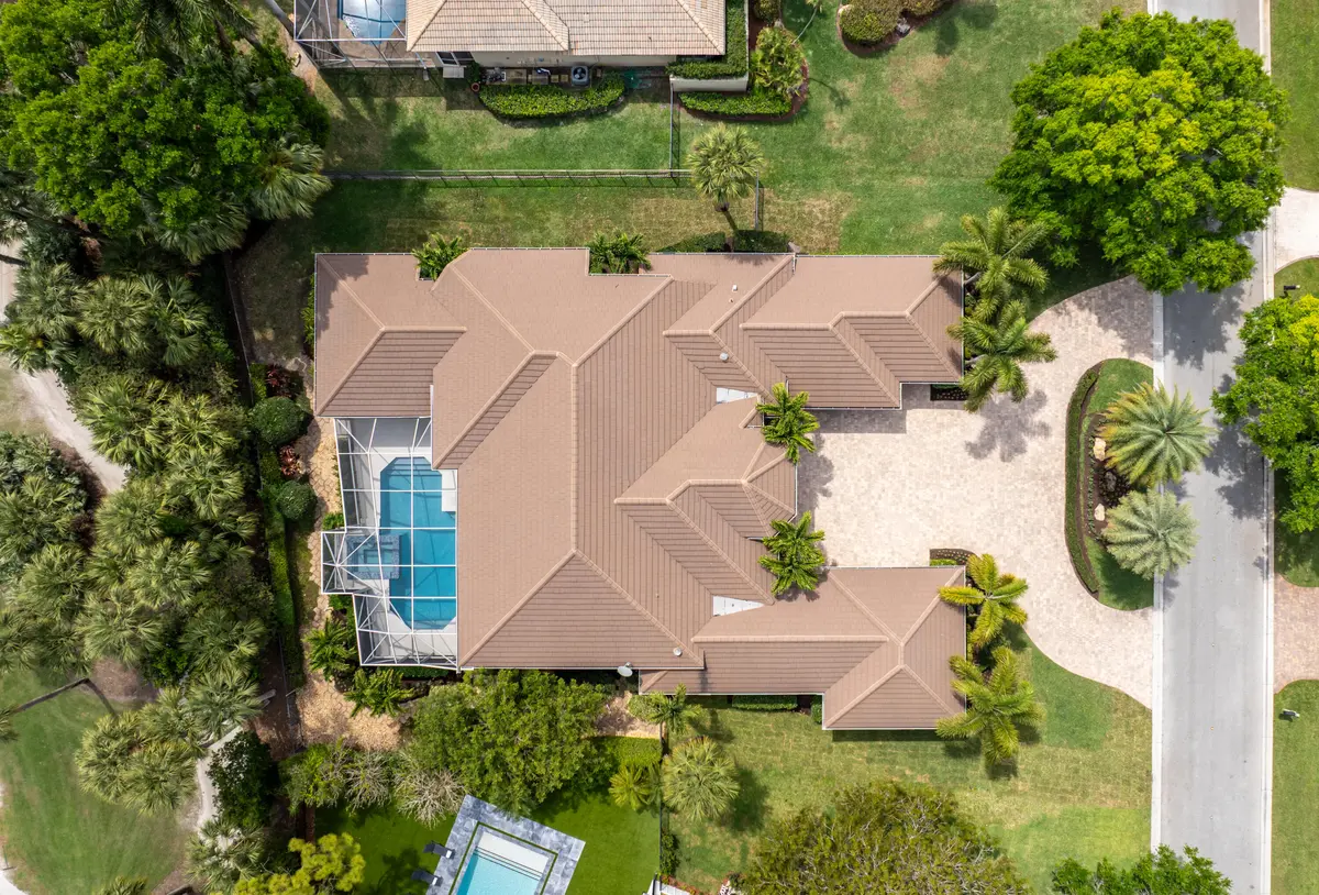 Aerial View with Pool at 1209 Breakers West Boulevard, West Palm Beach