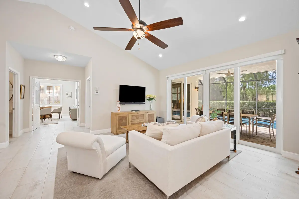 Great room overlooking pool at 1797 Gulfstream Way, West Palm Beach