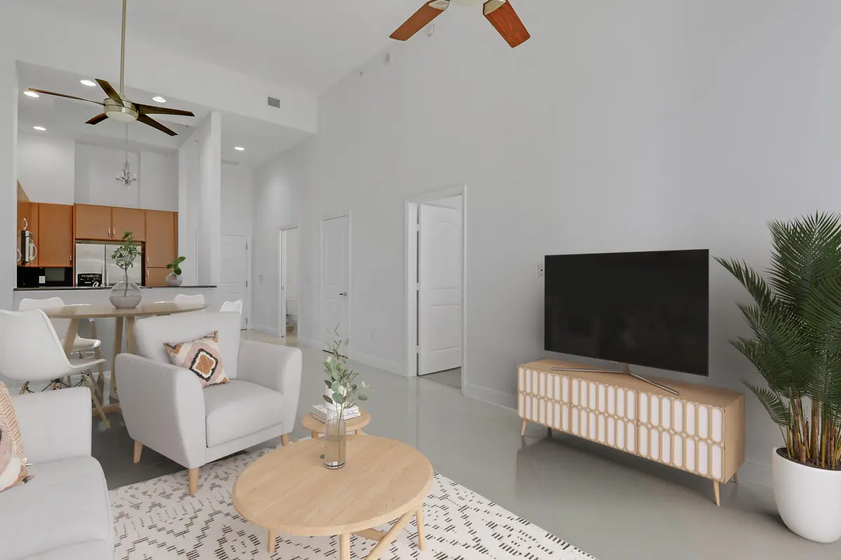 Virtually Staged Living Area at 701 S Olive Avenue 307, West Palm Beach