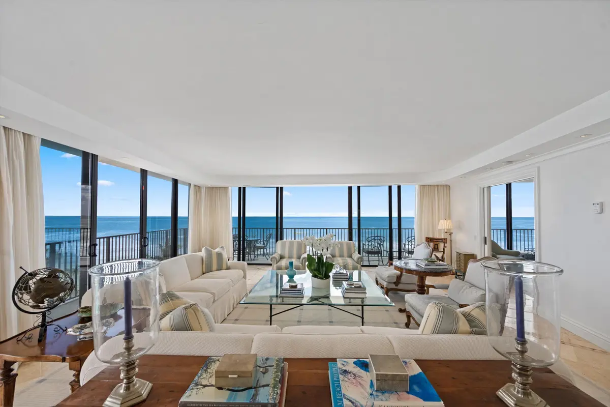 Living Room at 150 N Ocean Boulevard Ph 3, Palm Beach