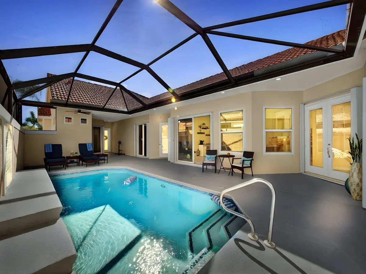 Pool at Dusk at 862 SW Munjack Circle, Port St. Lucie
