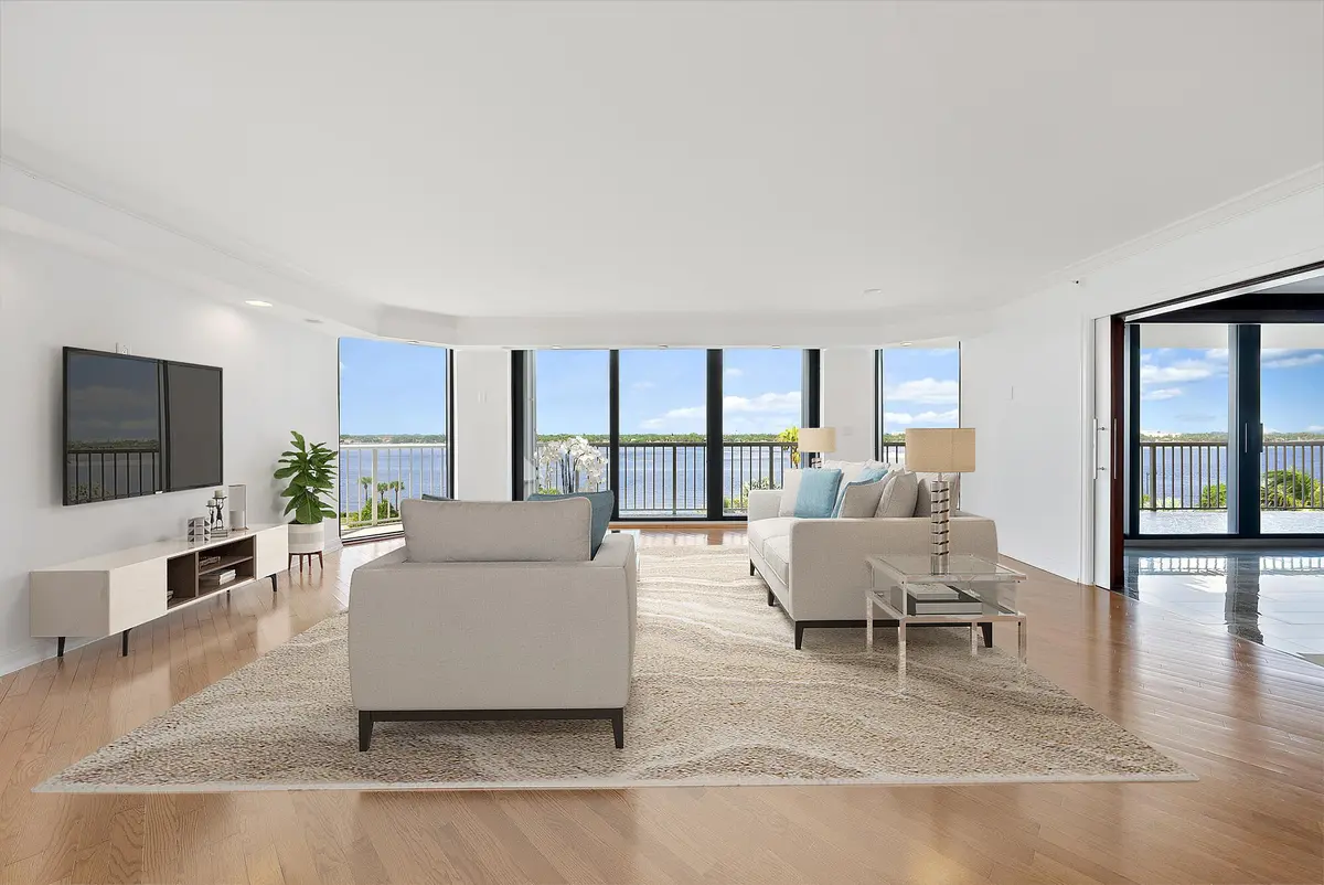 Virtually Staged Living room at 3170 S Ocean Boulevard S606, Palm Beach